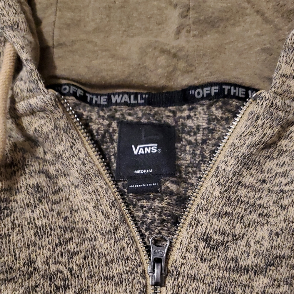 Vans Off The Wall Men's Olive Heather Half-Zip Hoodie Sweater - Picture 2 of 11